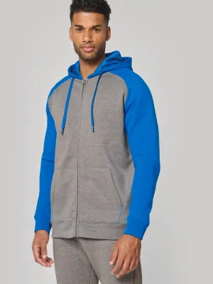 Chaqueta de felpa con cremallera y capucha bicolor unisex