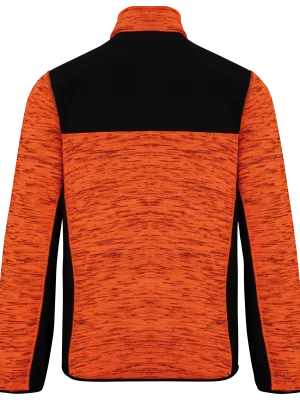 Men's recycled polytricot jacket – Fluorescent Orange Melange / Black
