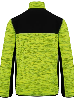 Men's recycled polytricot jacket – Fluorescent Yellow Melange / Black