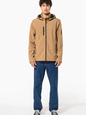 Unisex 3-layer softshell hooded jacket with removable sleeves