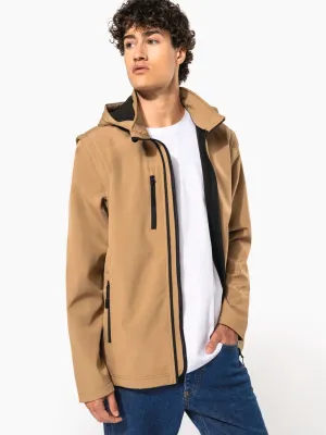 Unisex 3-layer softshell hooded jacket with removable sleeves