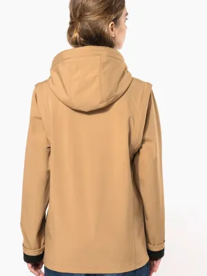 Unisex 3-layer softshell hooded jacket with removable sleeves