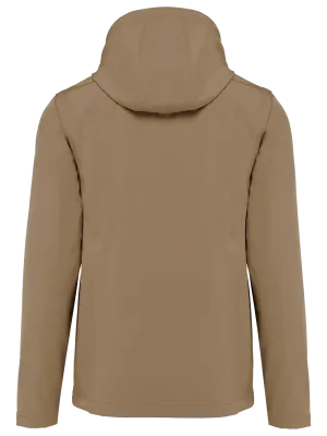 Unisex 3-layer softshell hooded jacket with removable sleeves – Camel