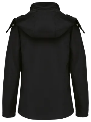 Chaqueta softshell con capucha desmontable de mujer – Black