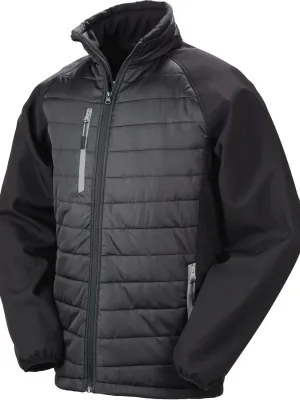 Black compass padded soft shell jacket