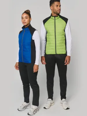 Dual-fabric sleeveless sports jacket