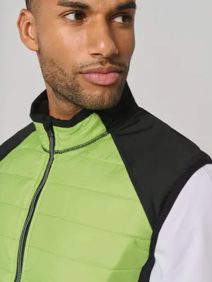 Dual-fabric sleeveless sports jacket