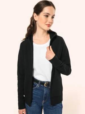 Chaqueta con cremallera y capucha de mujer