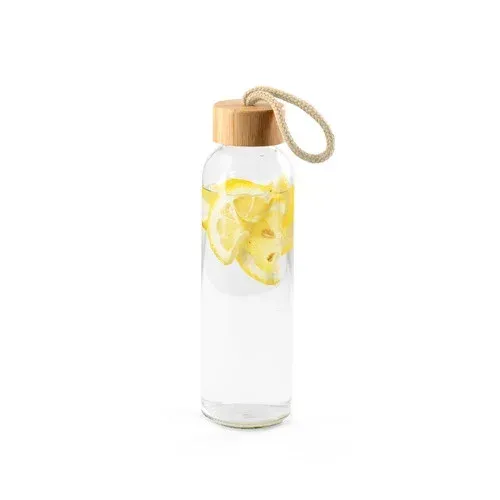 CROSBY. Botella de vidrio de 520 ml con tapa de bambú
