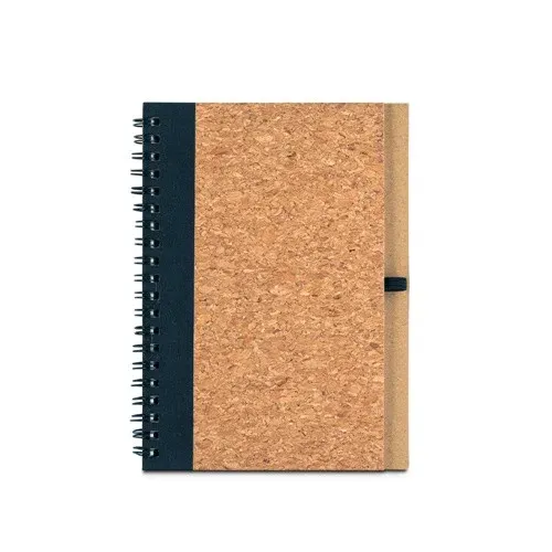 VICENTE. Carnet B6 en liège et polyester recyclé (100% rPET) avec stylo bille