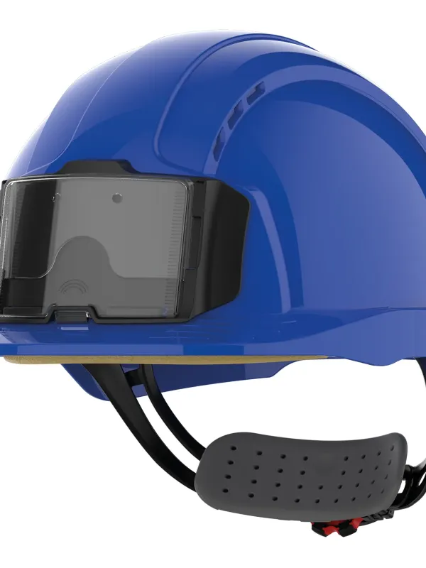 EVOLite® safety helmet with badge holder, ventilated, rack and pinion fastening