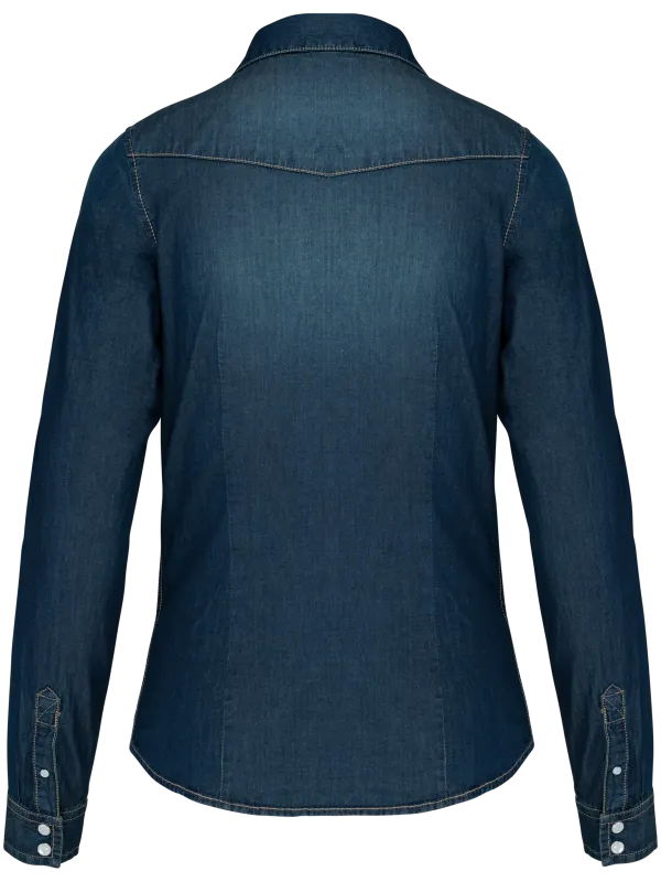 Camisa denim de manga larga de mujer