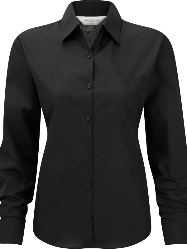 Ladies' Long-Sleeved Polycotton Poplin Shirt