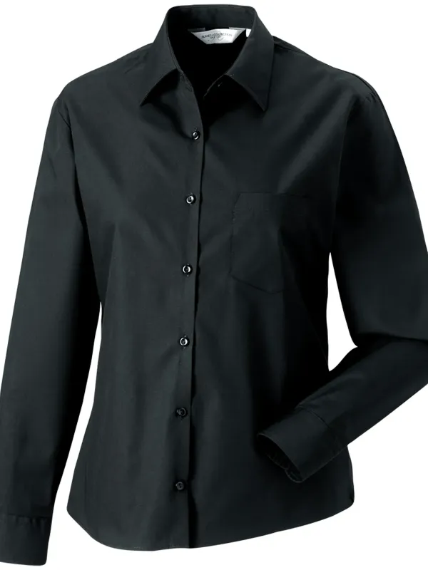 Chemise femme popeline pur coton manches longues