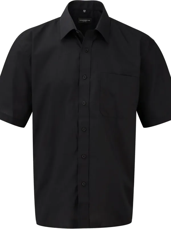 Camisa de hombre popelín de poliéster y algodón manga corta