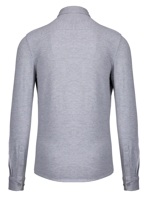 Long-sleeved piqué knit shirt