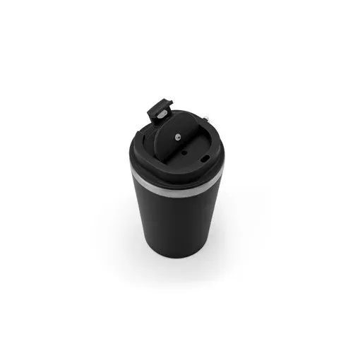 SPITZ. Vaso de viaje de acero inoxidable (90 % reciclado) y pared exterior de PP, con acabado mate 440 ml