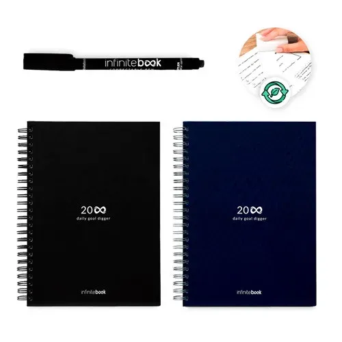 STARTER KIT INFINITE PLANNER A5. Le set comprend un "infinite Diary", un kit de nettoyage, un marqueur et un porte-marqueur