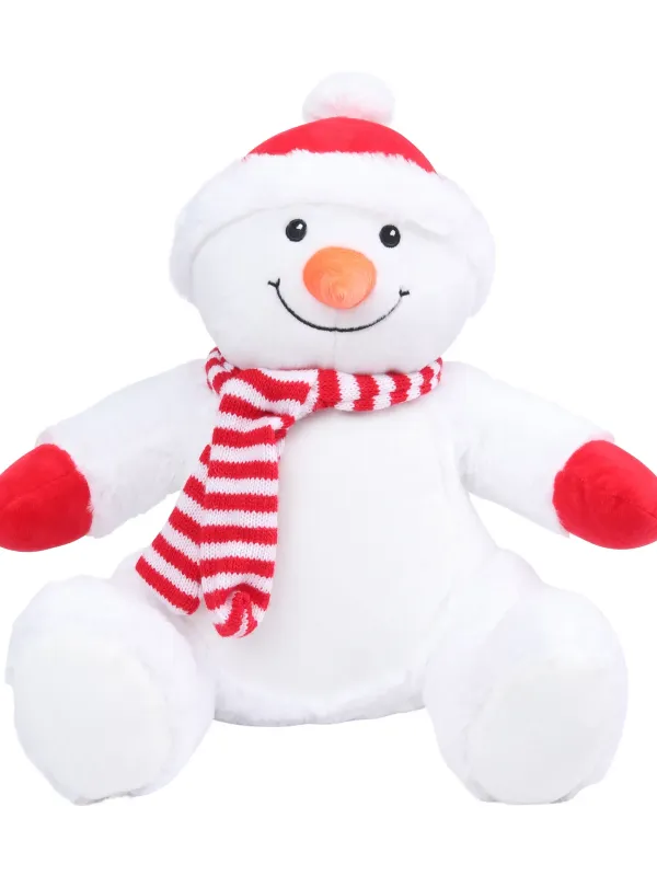 Zipped snowman cuddly toy