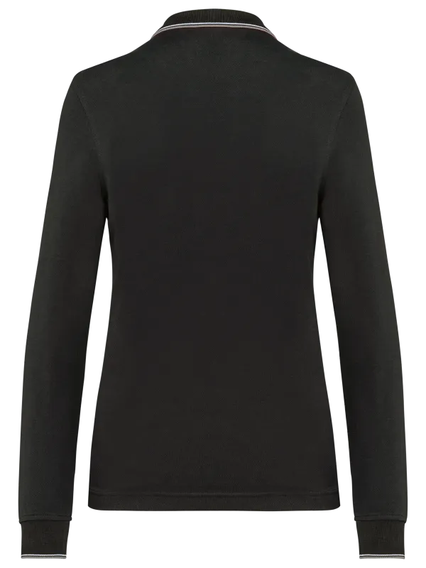 Women’s long-sleeved piqué knit polo shirt