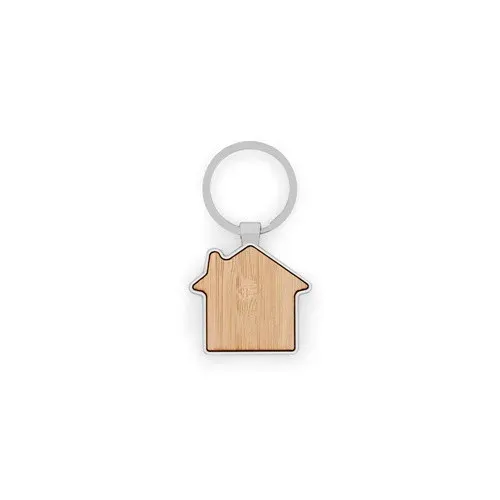 GASTON HOUSE. House-shaped iron keychain in zinc and bamboo