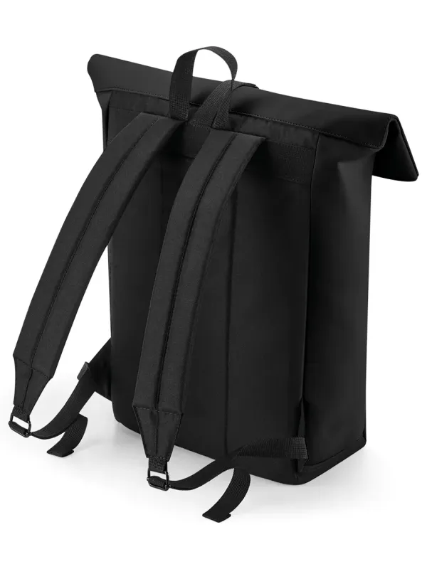 Mochila con solapa roll-top de poliuretano mate