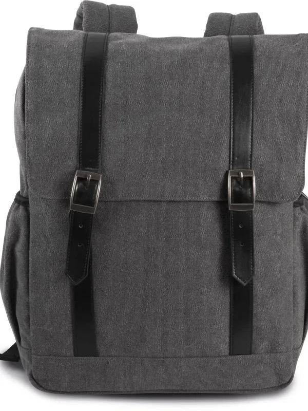 Flap-top canvas backpack