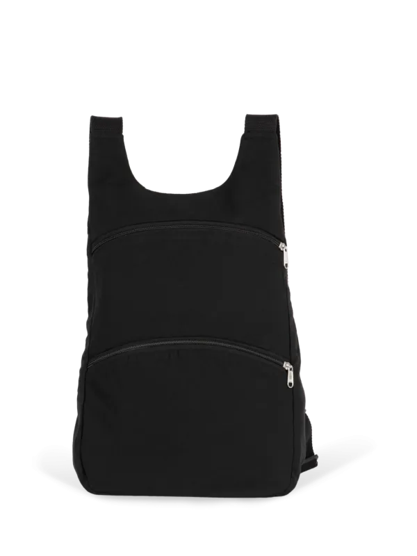 Recycled backpack with anti-theft back pocket