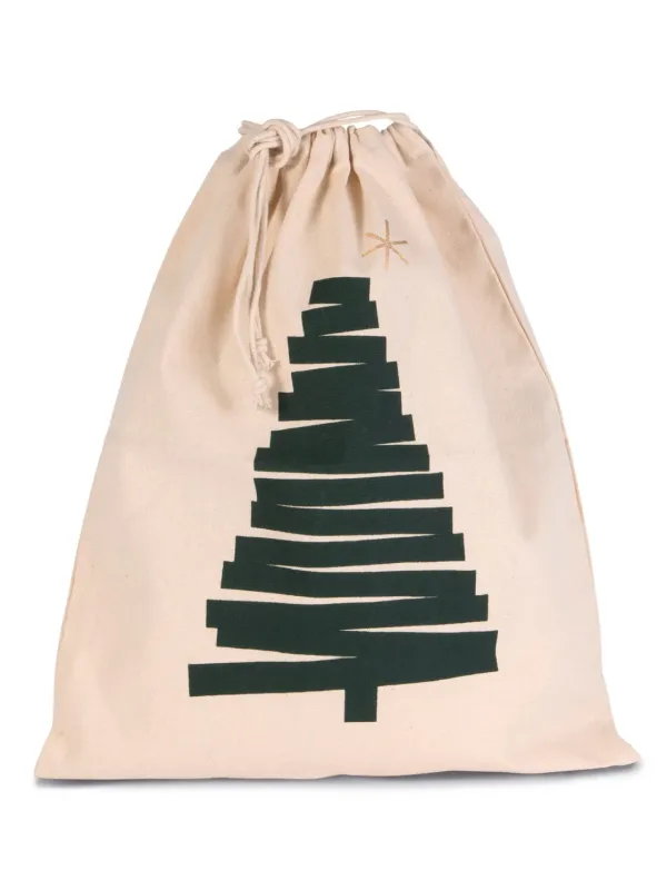 Sac coton à cordon motif sapin