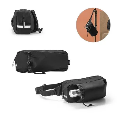 DELFOS POUCH. Sac de taille en 300D polyester recyclé et 600D polyester recyclé avec éléments réfléchissants