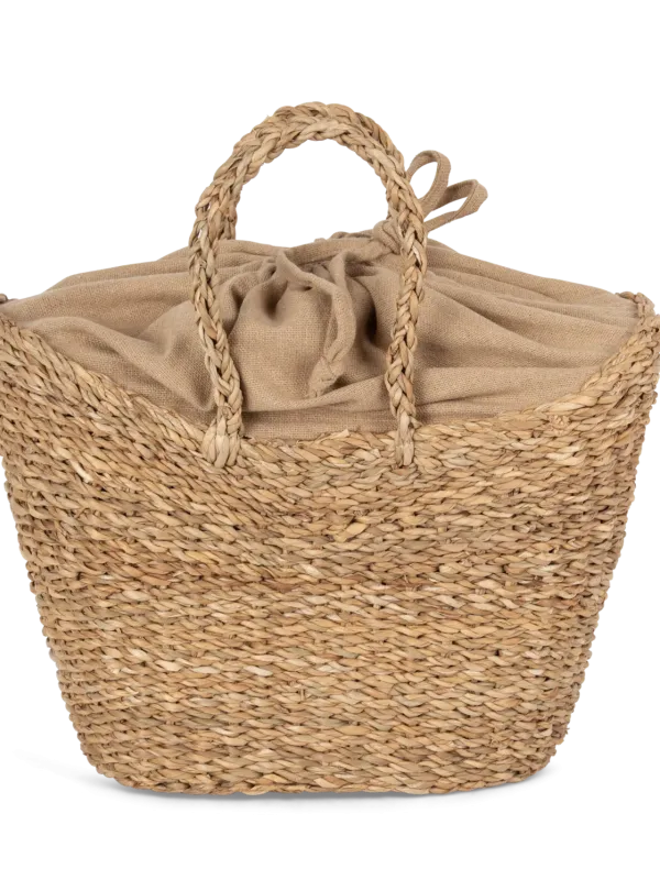 Eco-friendly half-moon seagrass basket bag