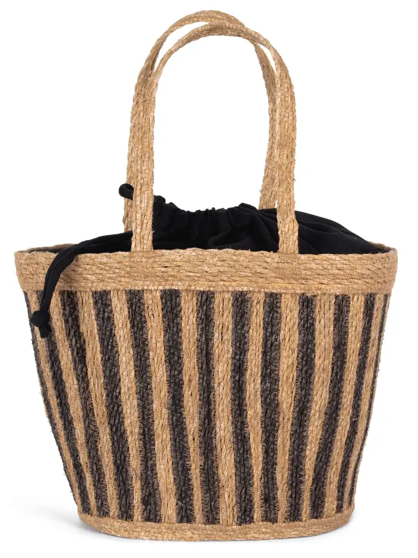 Sac panier rayé en jonc de mer