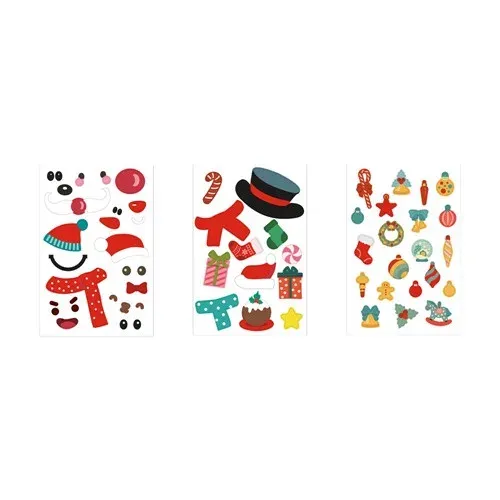 GLIMN. Set compuesto por seis láminas con figuras navideñas y tres láminas de pegatinas