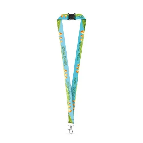 DOVER. SET Lanyard SUBLIMATION Long II (20 mm) en polyester recyclé (100 % rPET) avec mousqueton à porte de 20 mm et fermoir de