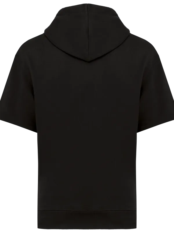 Unisex eco-friendly French Terry short sleeve drop shoulder hooded sweatshirt