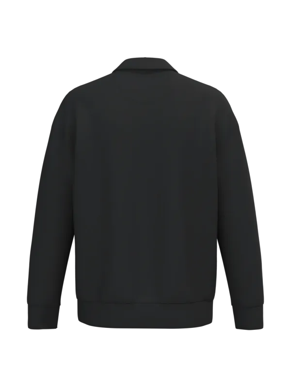 Eco-friendly unisex dropped shoulders quarter zipper sweatshirt with polo collar
