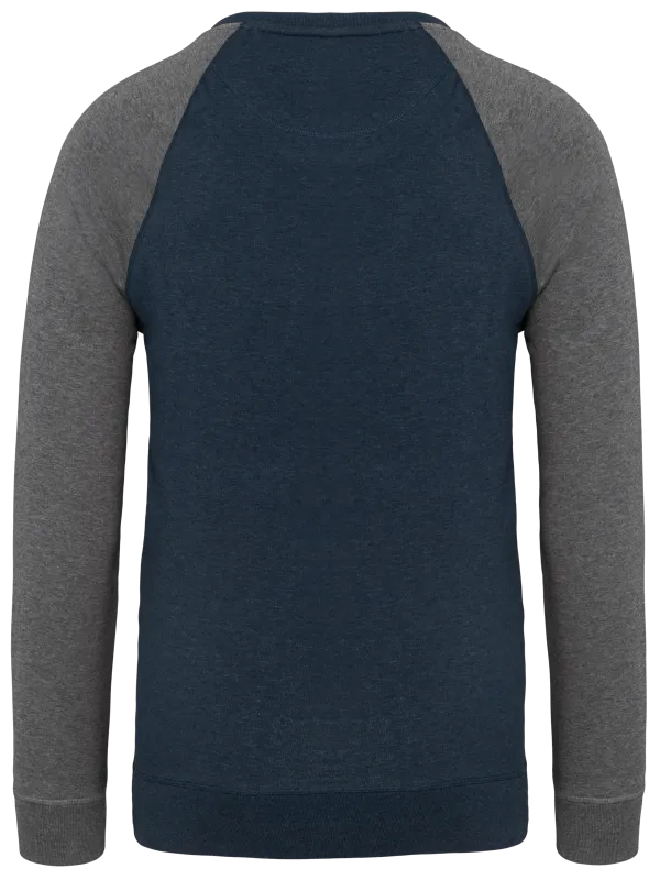 Sudadera French Terry Bio bicolor de cuello redondo y mangas raglán de hombre