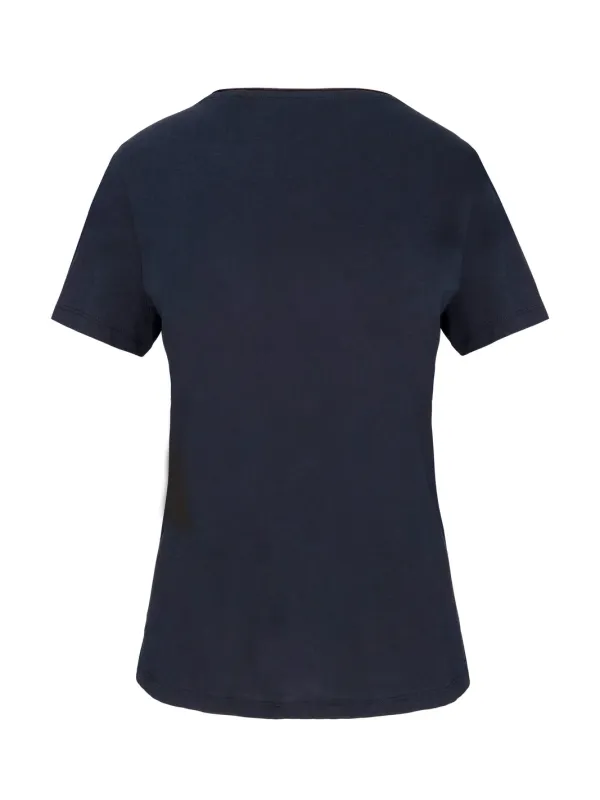 Ladies' short-sleeved organic t-shirt with raw edge neckline