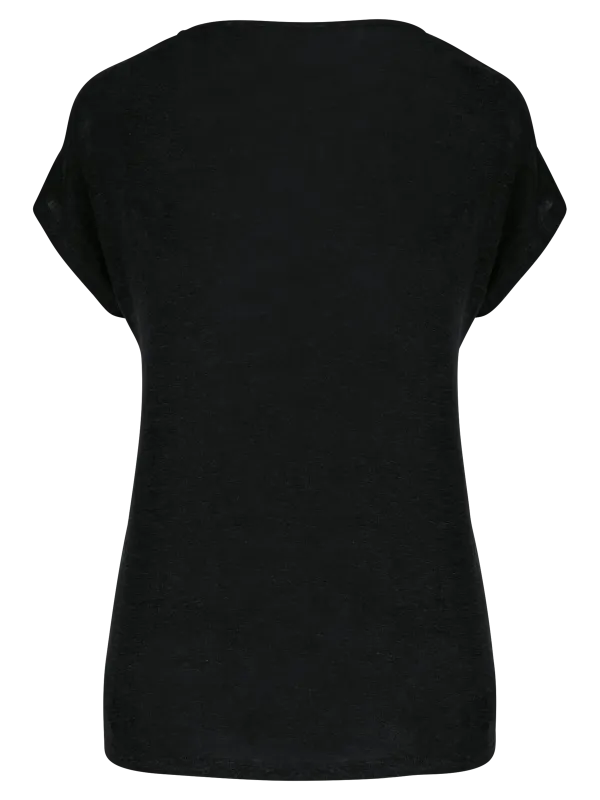 T-shirt col V en lin femme