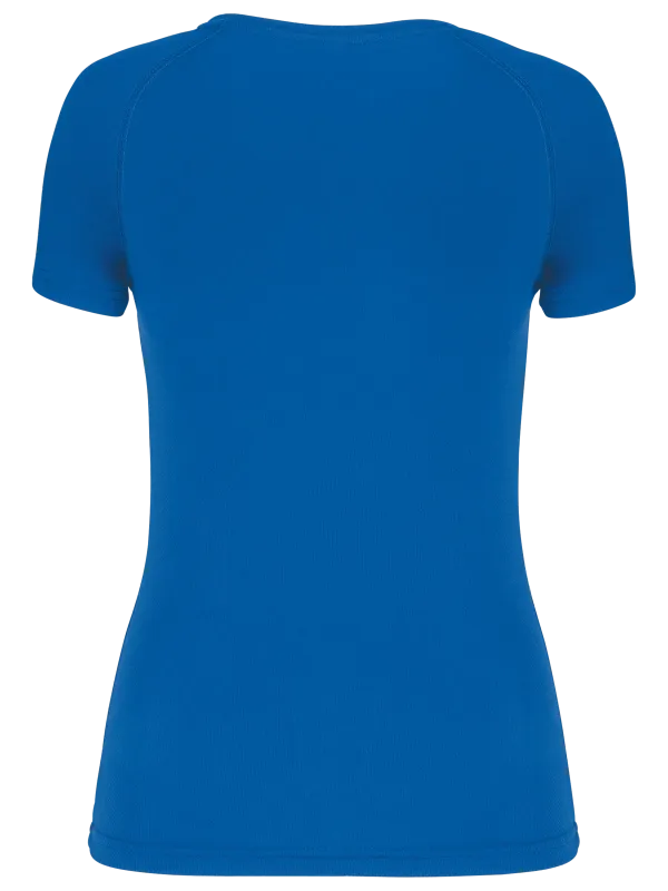 Camiseta deportiva de manga corta con cuello en V de mujer
