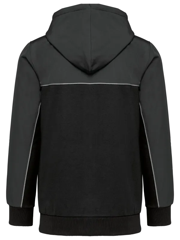 Chaqueta de felpa bicolor con cremallera y capucha ecorresponsable unisex