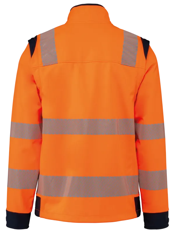 Unisex recycled safety softshell jacket with detachable sleeves