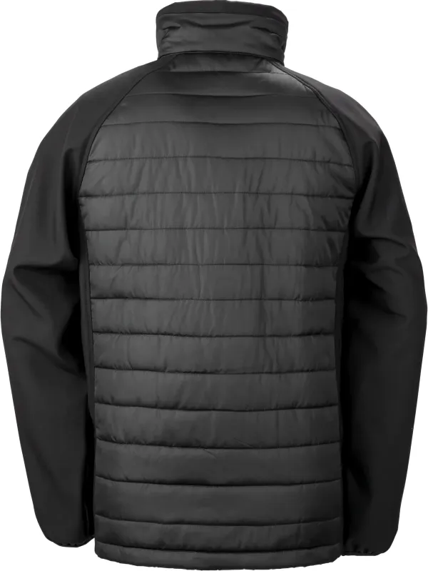 Black compass padded soft shell jacket