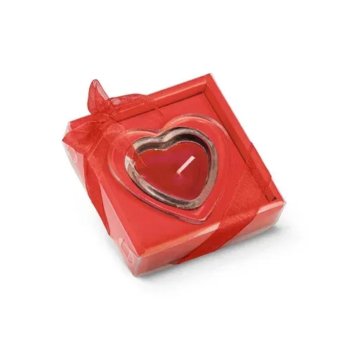 Produit SWEET. Bougie en forme de coeur et base en verre Image