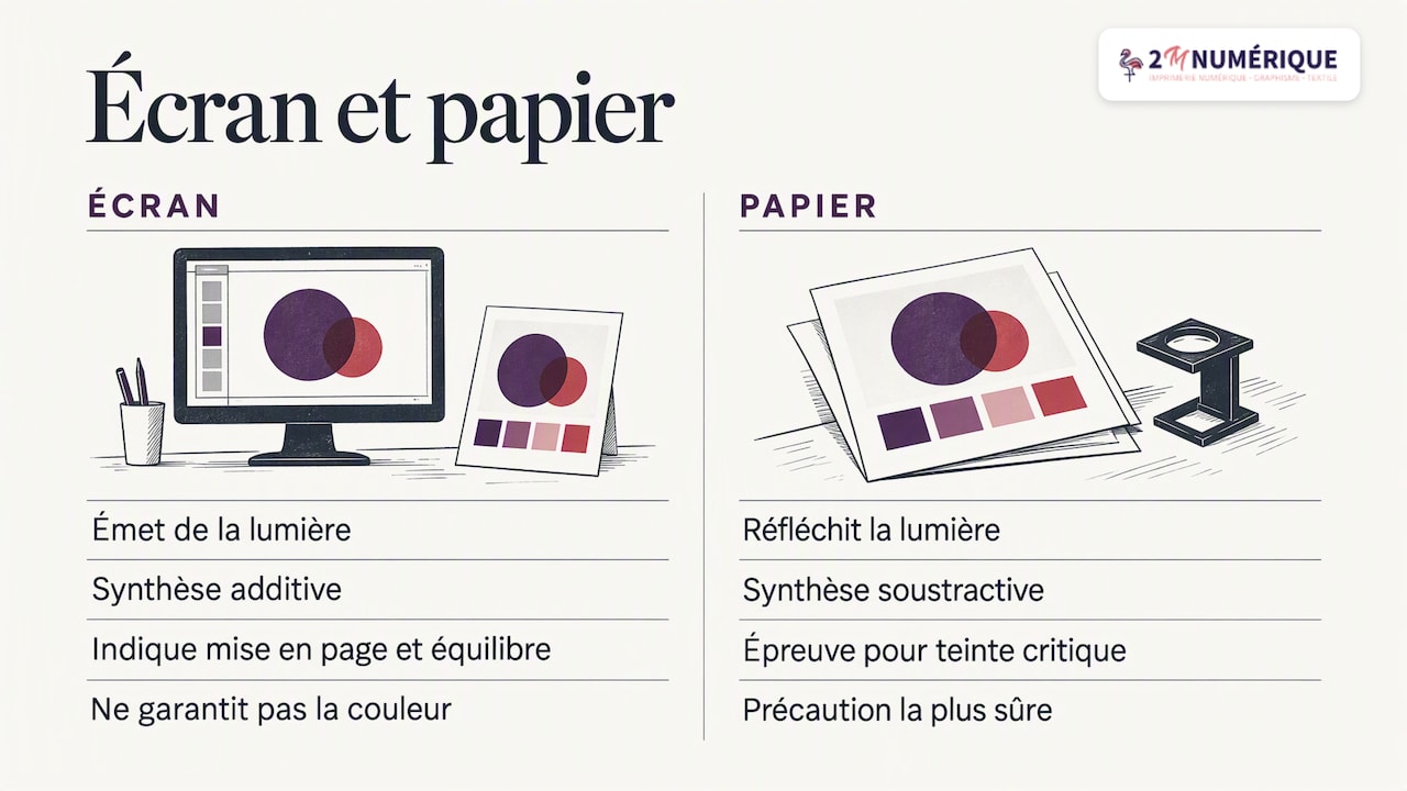 Différences de restitution des couleurs écran papier