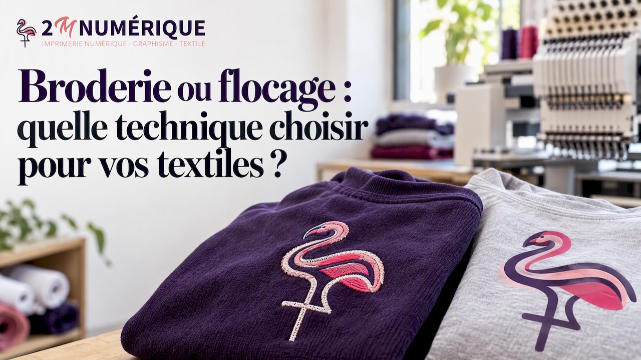 Textiles personnalisés avec broderie et flocage côte à côte