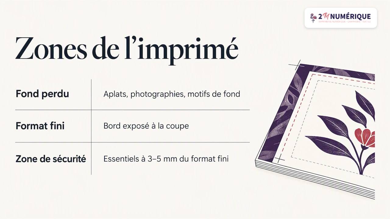 Schéma du fond perdu et de la marge de sécurité