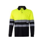 VL VULCAN. Polo bicolore (160g/m²) à manches longues, en polyester (100%) – Image 4