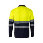 VL PLUTO. Polo piqué bicolore (150g/m²) à manches longues, en coton (55%) et polyester (45%) – Image 2