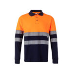 VL PLUTO. Polo piqué bicolore (150g/m²) à manches longues, en coton (55%) et polyester (45%) – Image 17
